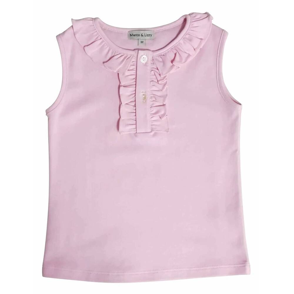 NEW MARCO & LIZZY girls' sleeveless ruffle trim top in pink